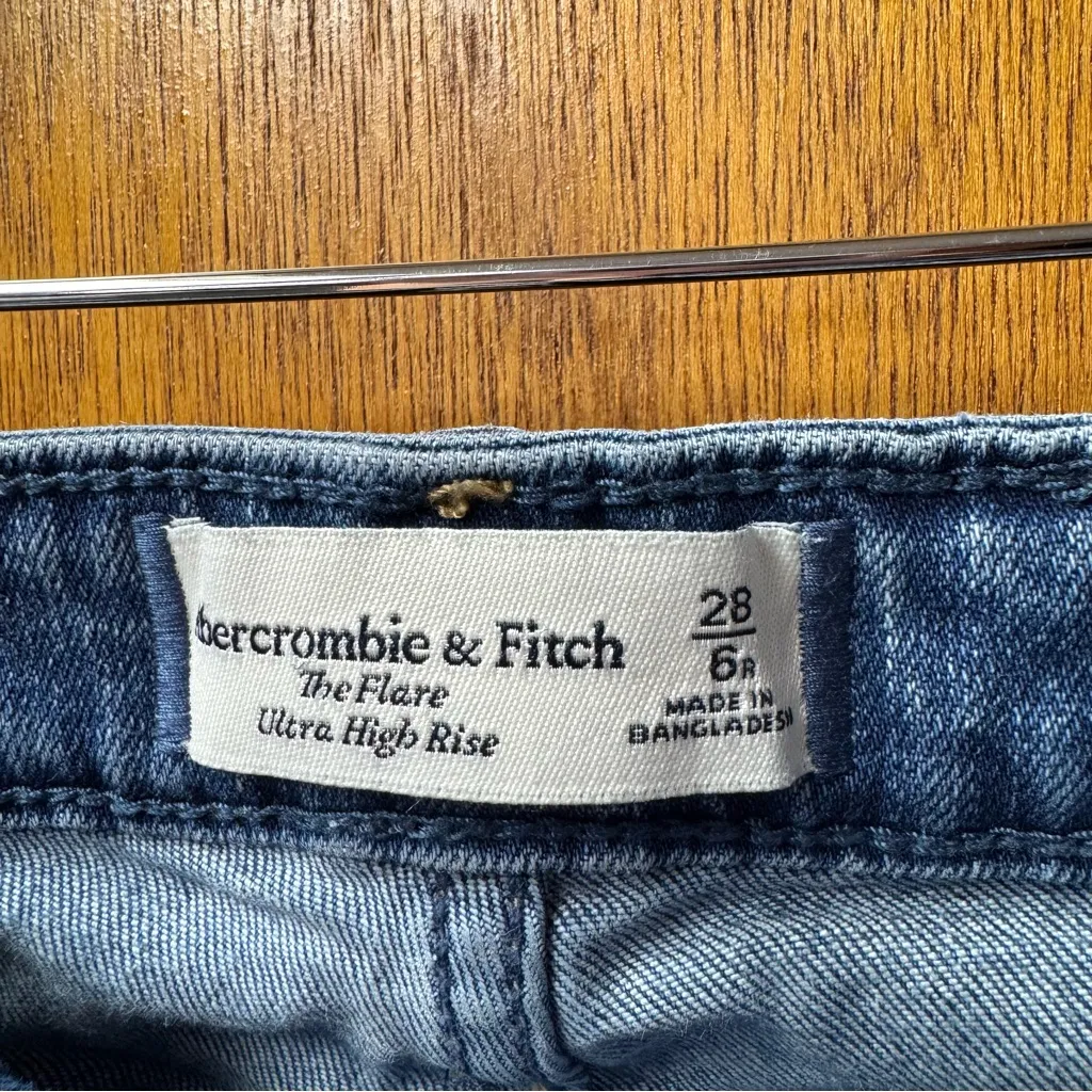 Abercrombie & Fitch The Flare Ultra High Rise Denim Jeans Blue 6 28 - Image 3