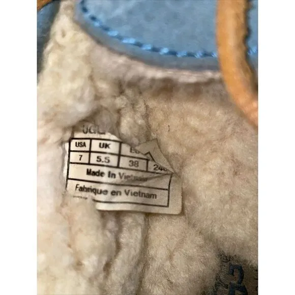 UGG DAKOTA SUEDE/ SHEEPWOOL MOCCASIN SLIPPERS, WOMEN US 7 Blue‎ - Image 4