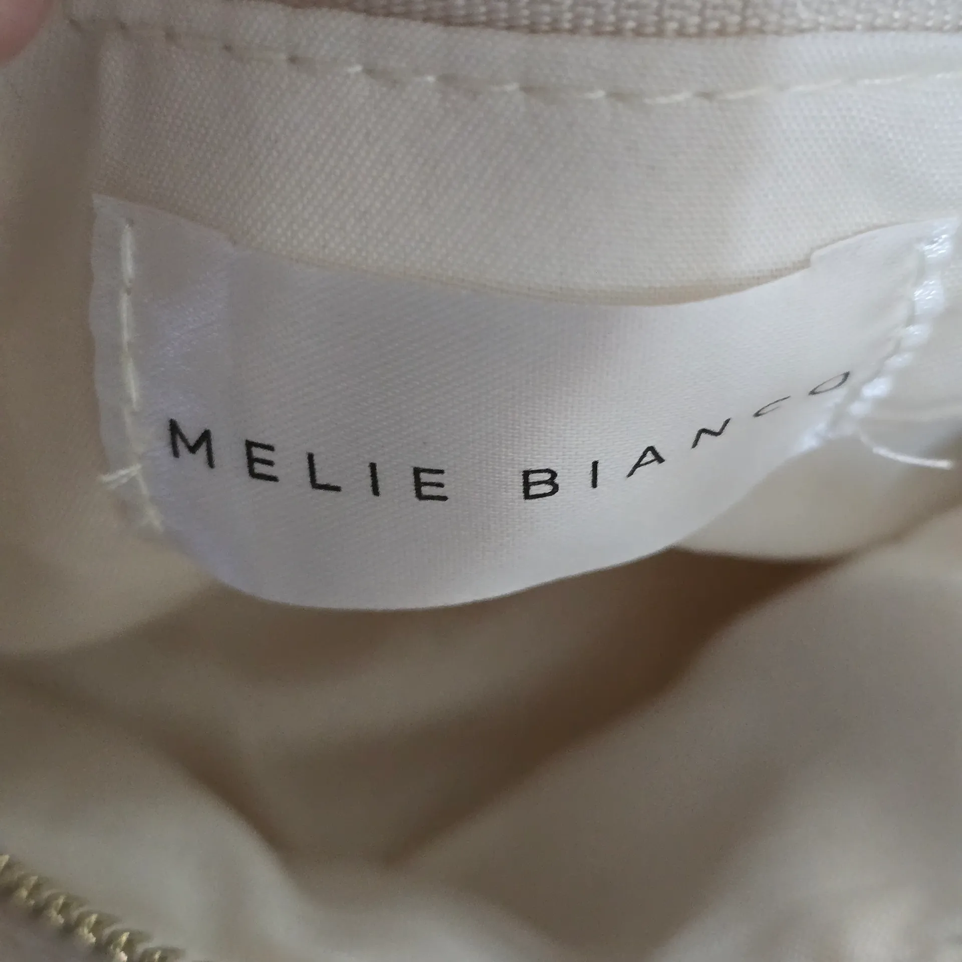 Melie Bianco Alexandra Cream Vegan Top Handle Crescent Hobo Bag Minimalist - Image 8