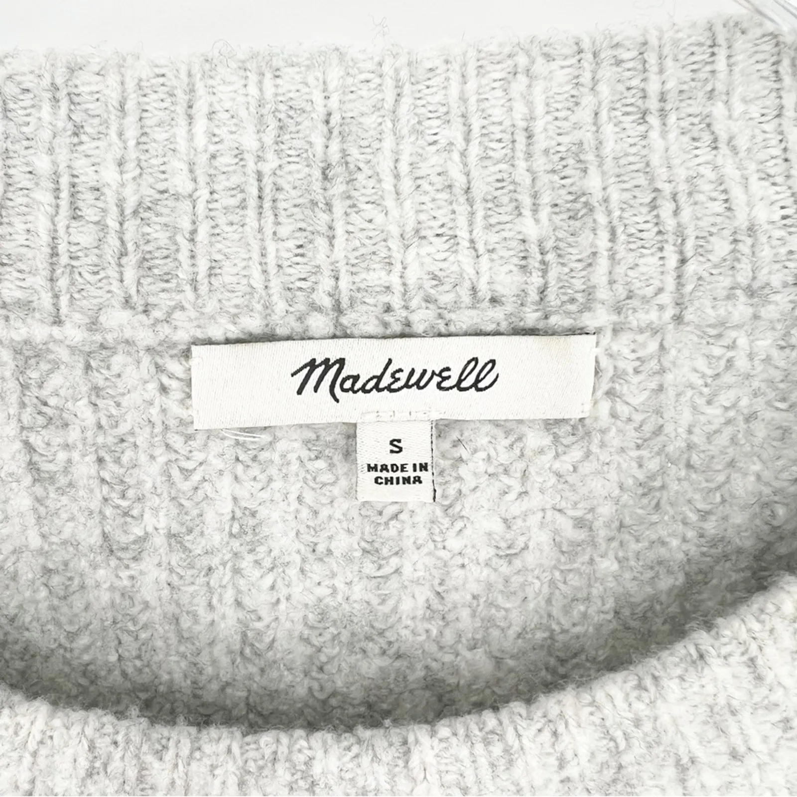 Madewell Chunky Knit Bell Sleeve‎ Sweater S Grey - Image 6