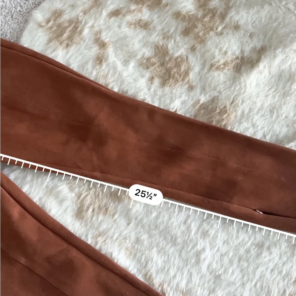 Anthropologie brown faux suede skinny pants slacks - Image 6