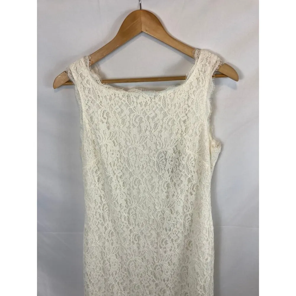 Adrianna Papell Cream Lace Overlay Sheath Dress Size 10 - Image 3