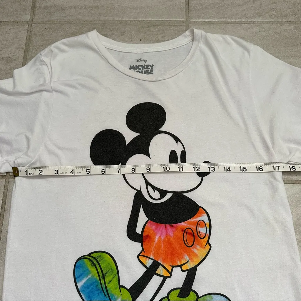 Disney Mickey Mouse Kicked Foot Tie Dye White Graphic T-Shirt Size XL Theme Park - Image 7