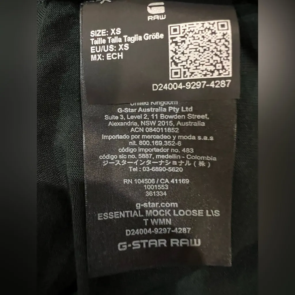 G-Star Raw Essential Mock Loose Top Semi sheer in color Laub Size XS NWT - Image 8