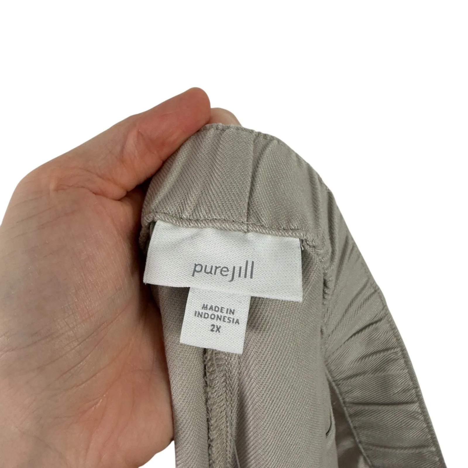 J Jill Pure Jill Seamed Wide Leg Pull On Pants Pumice Khaki Tencel Women Plus 2x - Image 4