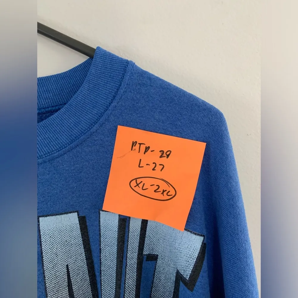 VTG Looney Tunes Tweety Bird Sweatshirt Crewneck Pullover Graphic Blue XL XXL - Image 9