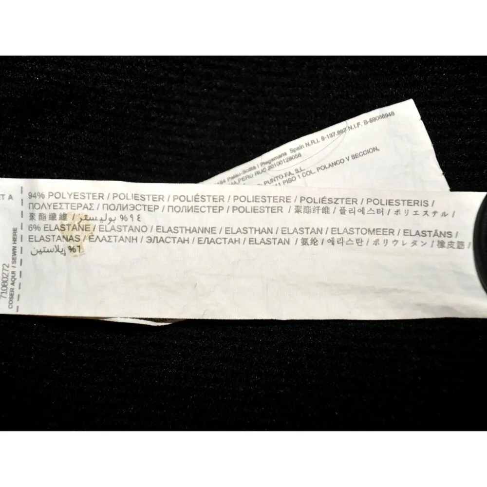 Mango Suit Black Open Front Crop Jacket Size XS Pockets Ribbed Career Casual - Image 9