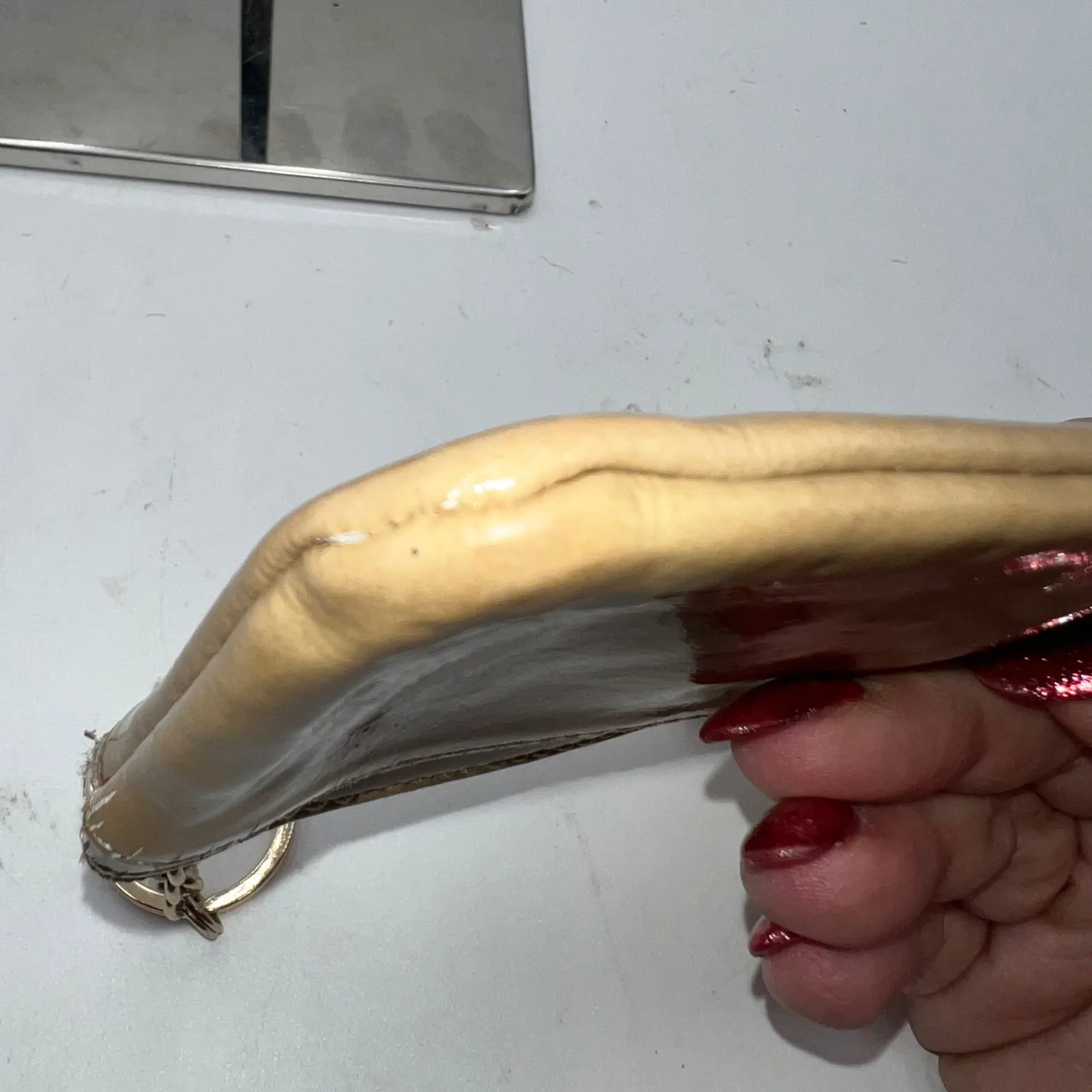 Dooney & Bourke Beige Patent Leather Coin Purse Wallet Card Holder - Image 8