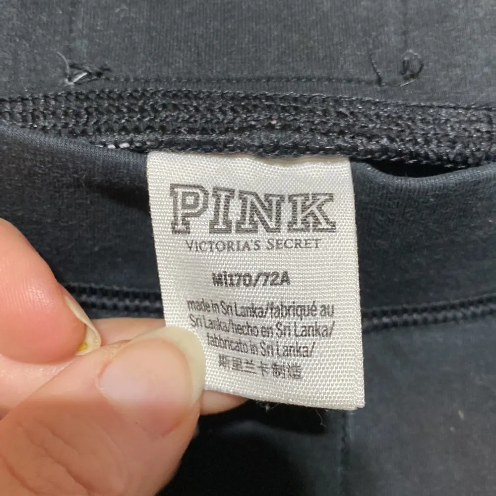 Victoria's Secret PINK Logo Black Cotton High Waist Yoga Flat Leggings​​​ - Image 4