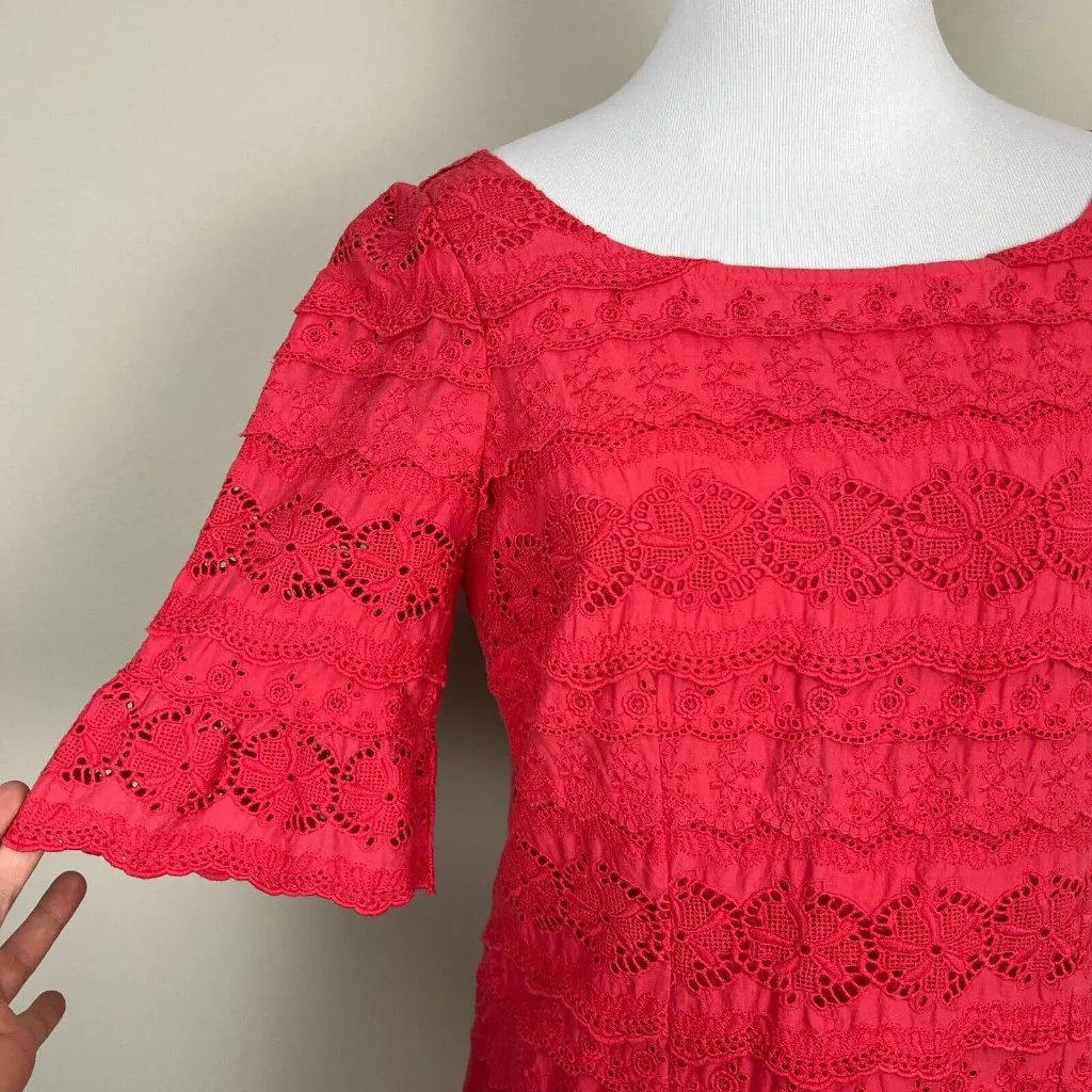 Moulinette Soeurs Dress 4 Pink Eyelet Floral Lace Sheath Short Sleeve Mini Women - Image 4