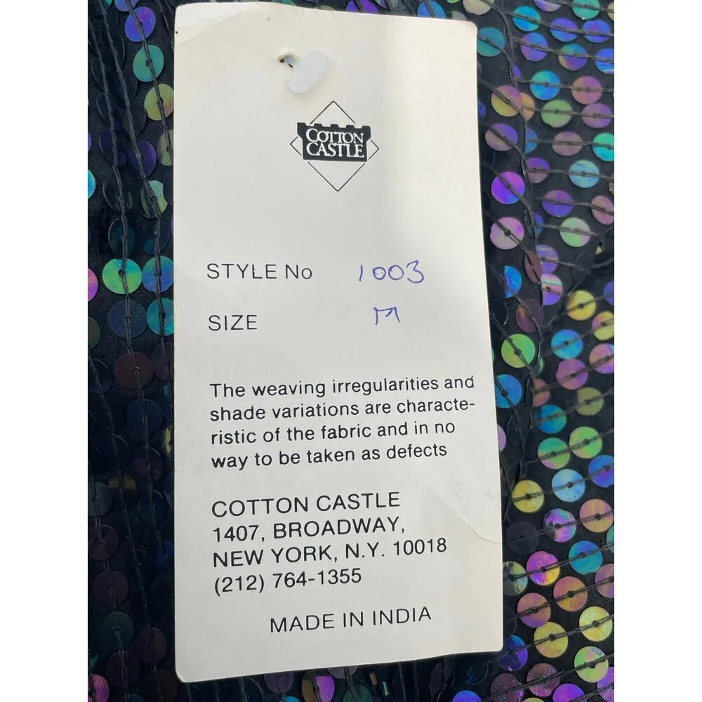 VTG Cotton Castle Silk Shorts Medium Beaded Sequined Bling 80s Deadstock NWT Black - Image 6