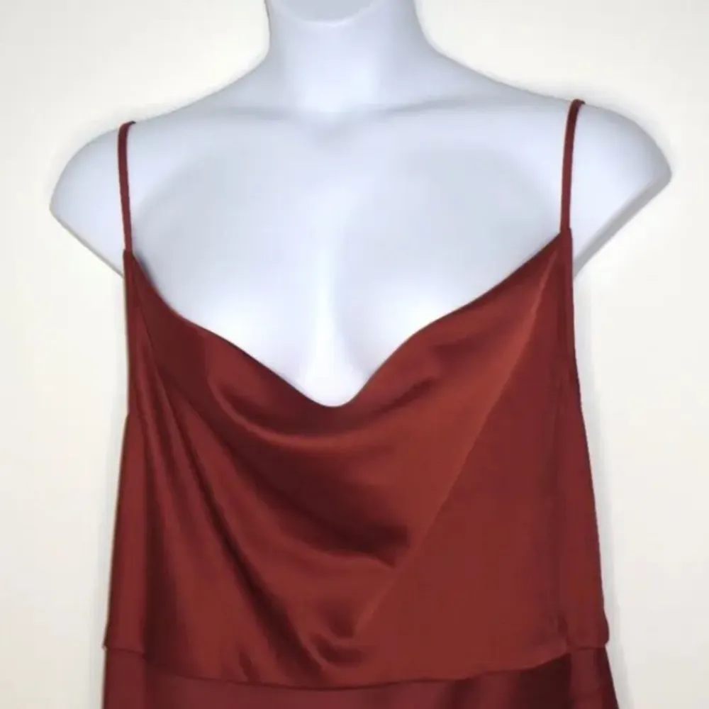 BHLDN Cali Satin Cowl-Neck Midi Cinnamon Slip Dress Size: 18W NWT - Image 3