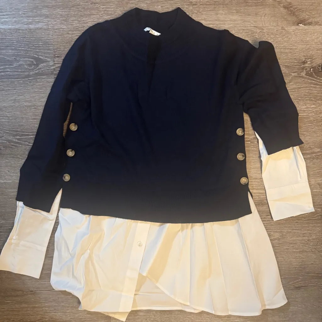 VERONICA BEARD BERI MIXED MEDIA PULLOVER SWEATER - Image 3