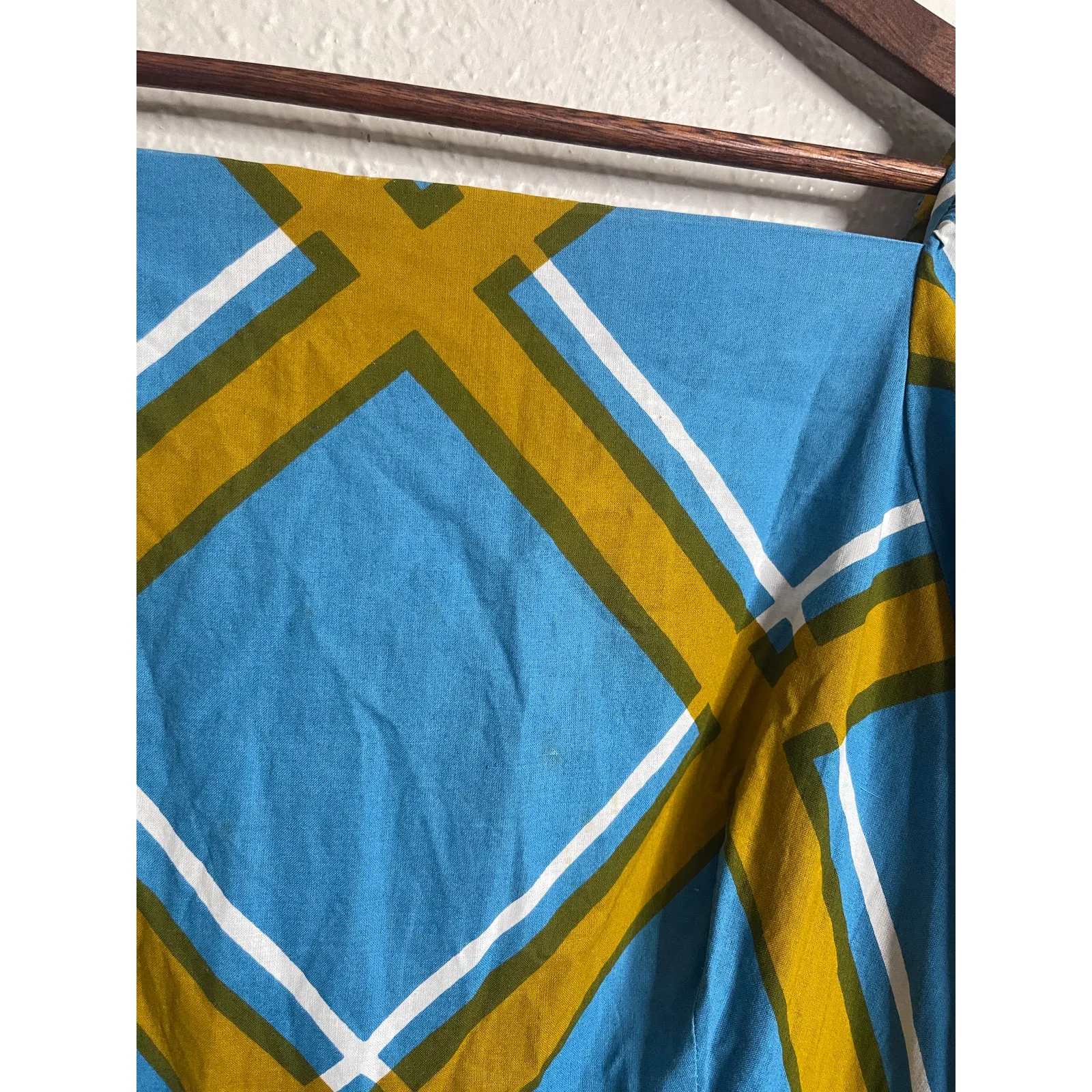 Vintage 1972 Marimekko Grid Pattern Cotton Maxi Dress Blue Yellow Womans 40/12 - Image 12