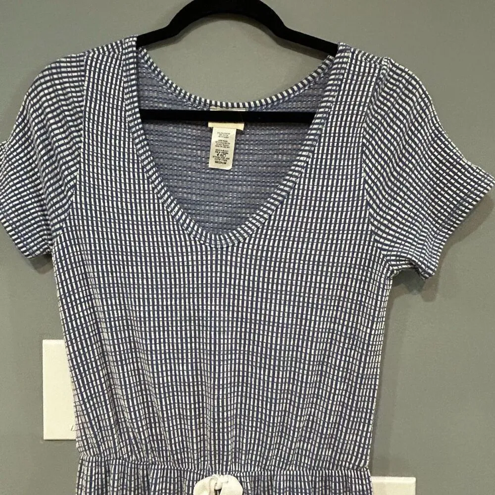 Caution to the Wind blue white drawstring v-neck jumpsuit size M‎ - Image 4