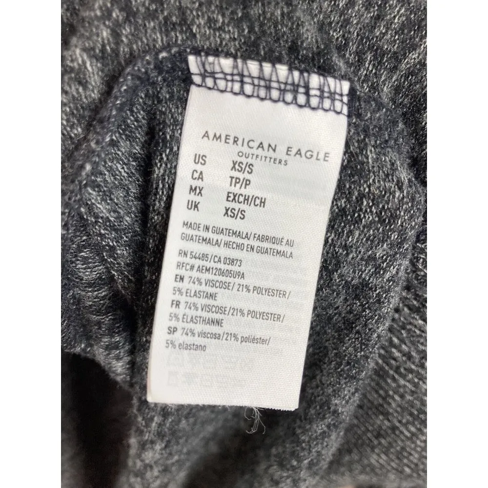 American Eagle  Soft & Sexy Plush Open Cardigan Sweater XS/S Black Long Sleeve - Image 4