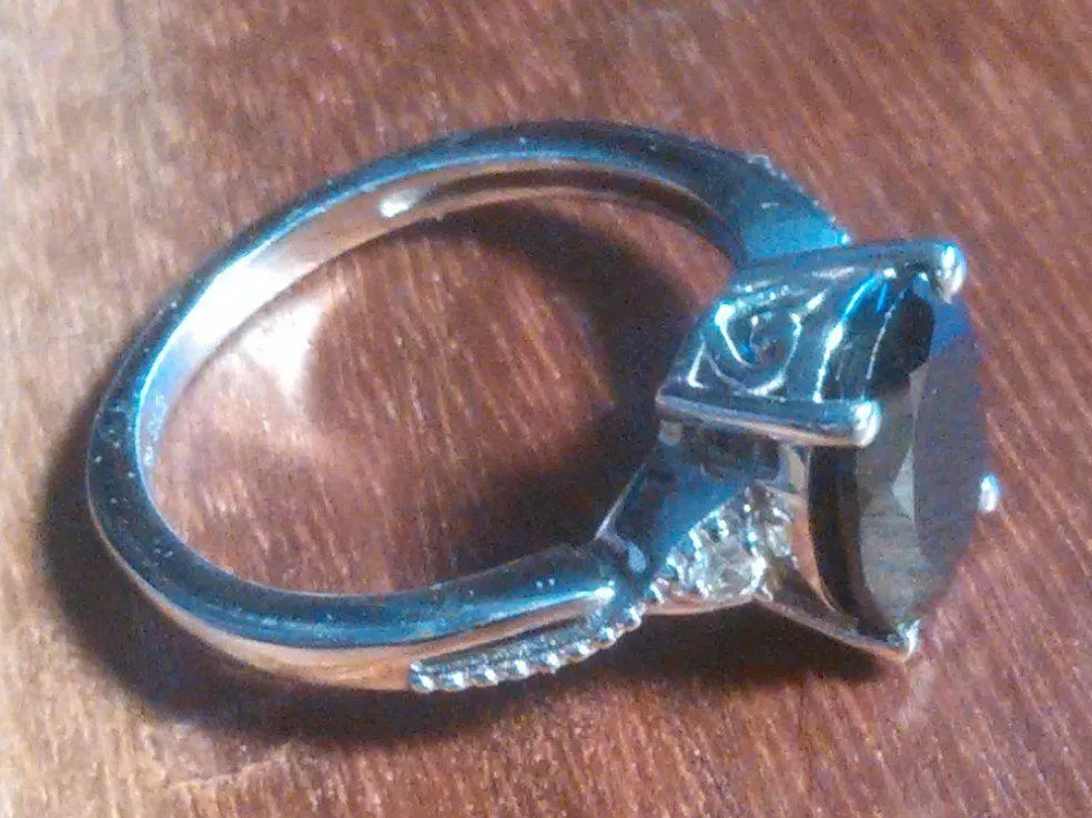 Thai Black Spinel and White Zircon Platinum Bond Ring (Size 7) - Image 3