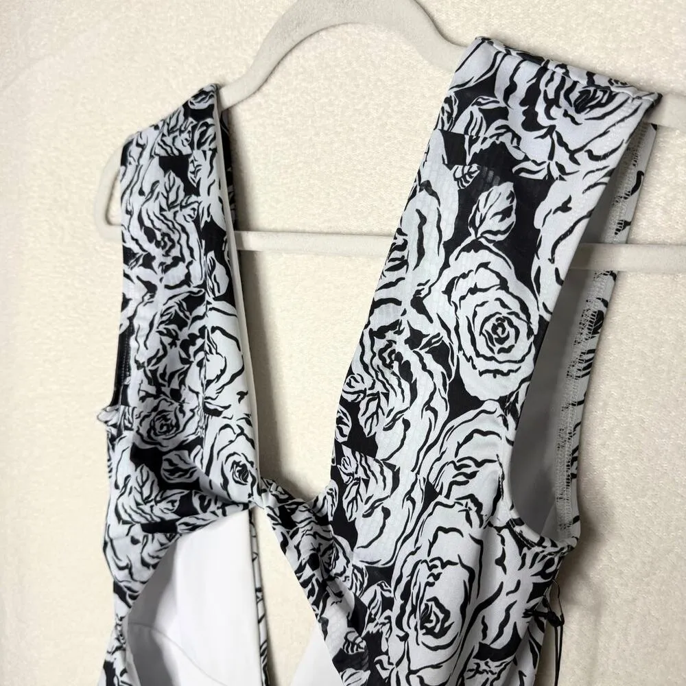 Beth Richards Floral Front Twist Rose One Piece Swimsuit Large White Open Back - Image 4