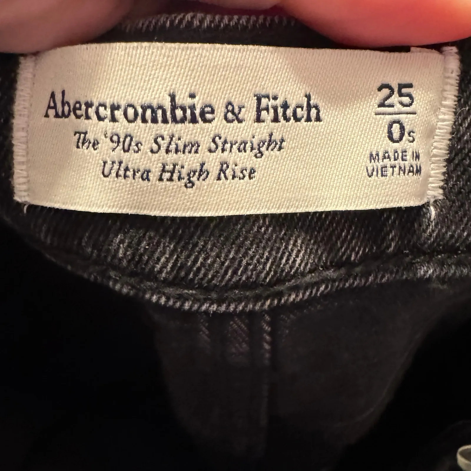 Abercrombie & Fitch 90s Slim Straight Ultra High Rise Black Jeans 25 Short - Image 6