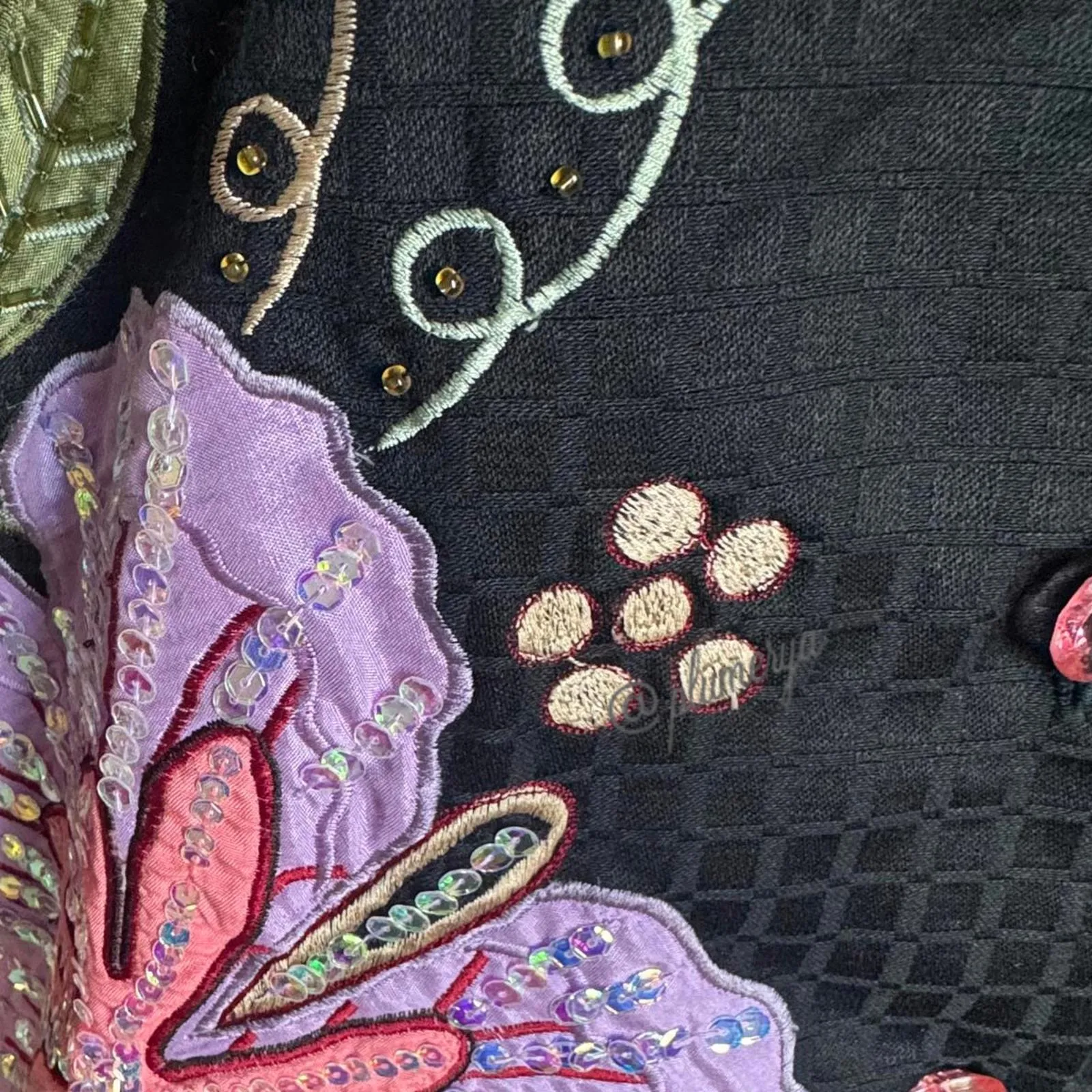 Vintage Draper's & Damon's Floral and Sequin Embroidered Jacket Size M Black Size M - Image 5