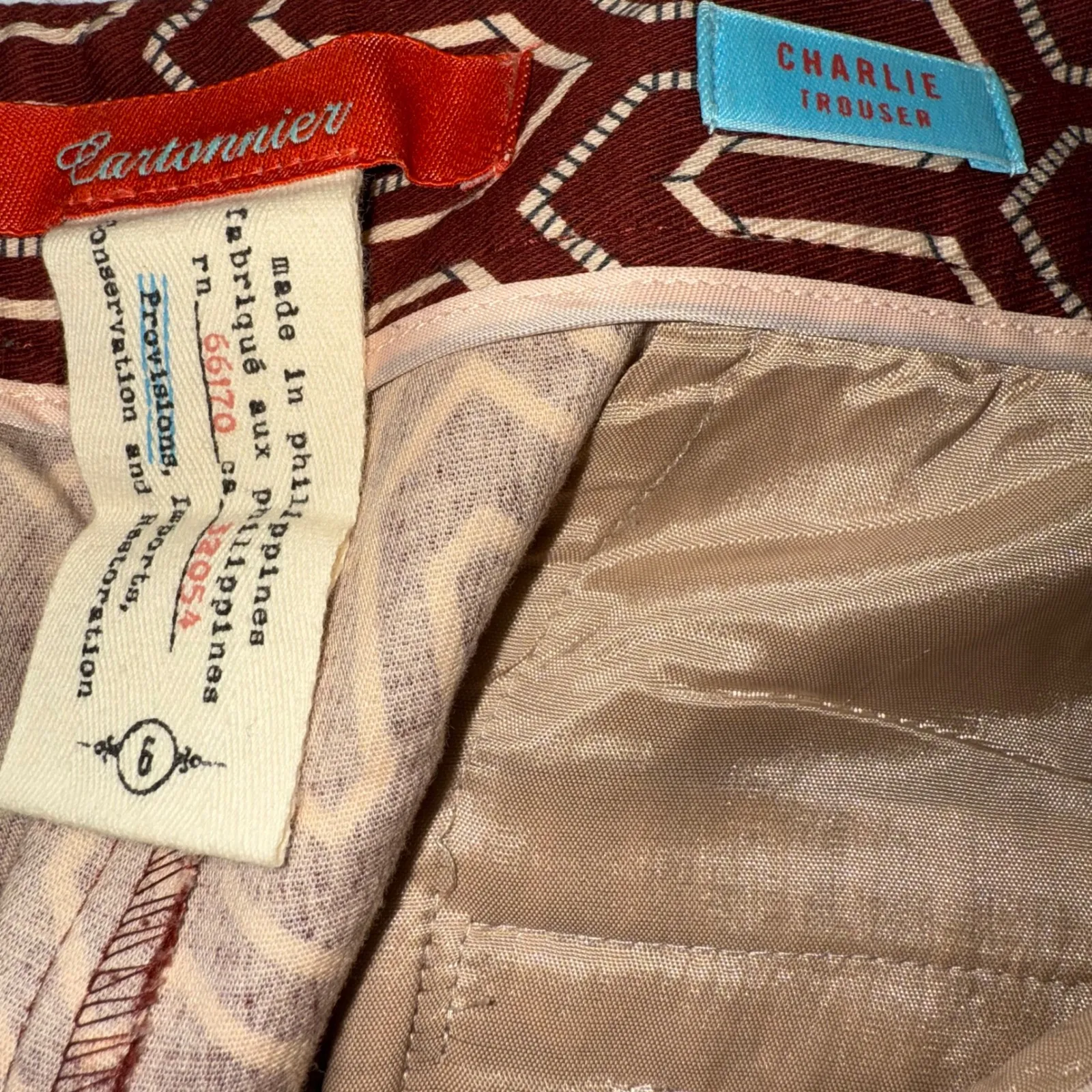 ANTHROPOLOGIE CARTOONIER Geometric Mosaic Print Charlie Ankle Pants NWOT Size 6 Red - Image 7