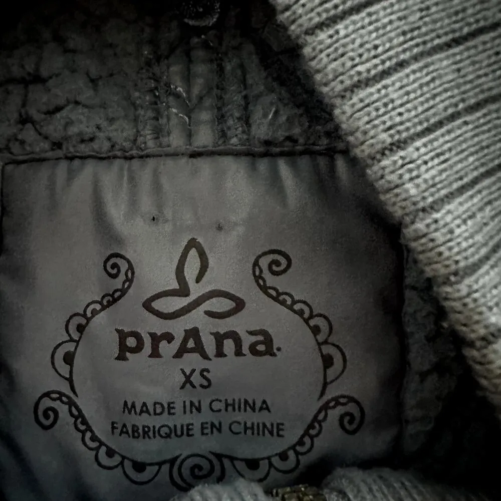 prAna Diva Puffer Vest Sherpa Lined Full Zip Diamond Quilted Ribbed Blue XS - Image 3