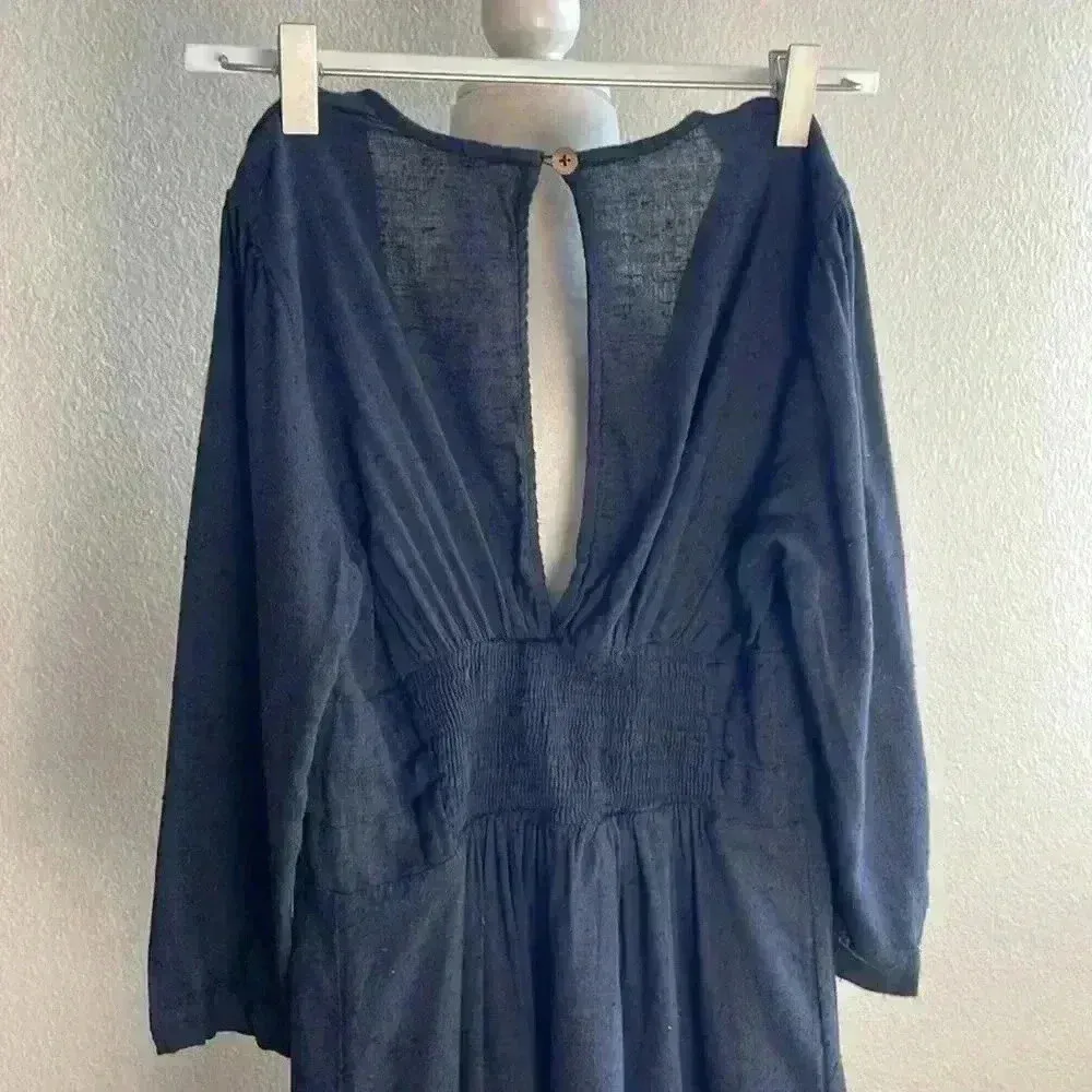 Free People Knot Plunge Front Rayon‎ Cotton Mini Dress - Image 7
