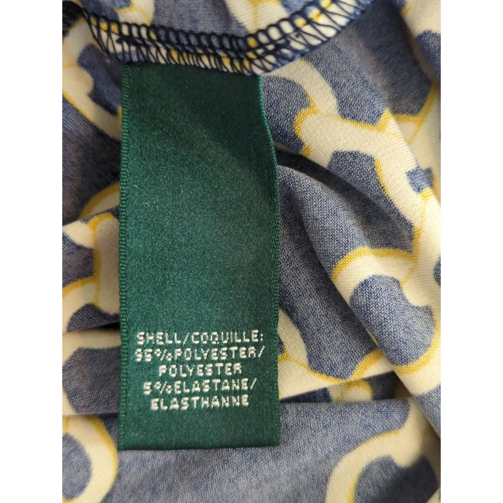 Lauren Ralph Lauren Navy & Gold Faux Wrap Equestrian Midi Dress Size 2 Old Money Black - Image 6