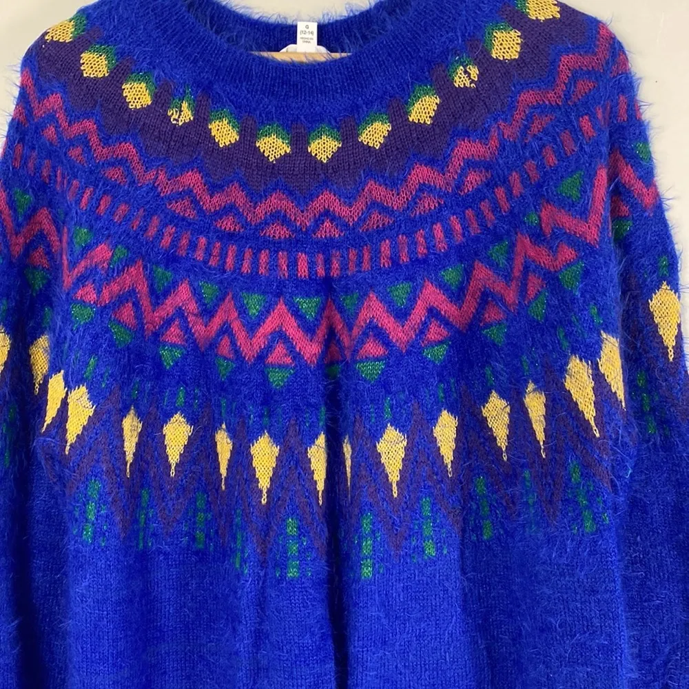 Time and Tru womens blue fuzzy Holiday Christmas sweater size L Size L - Image 3