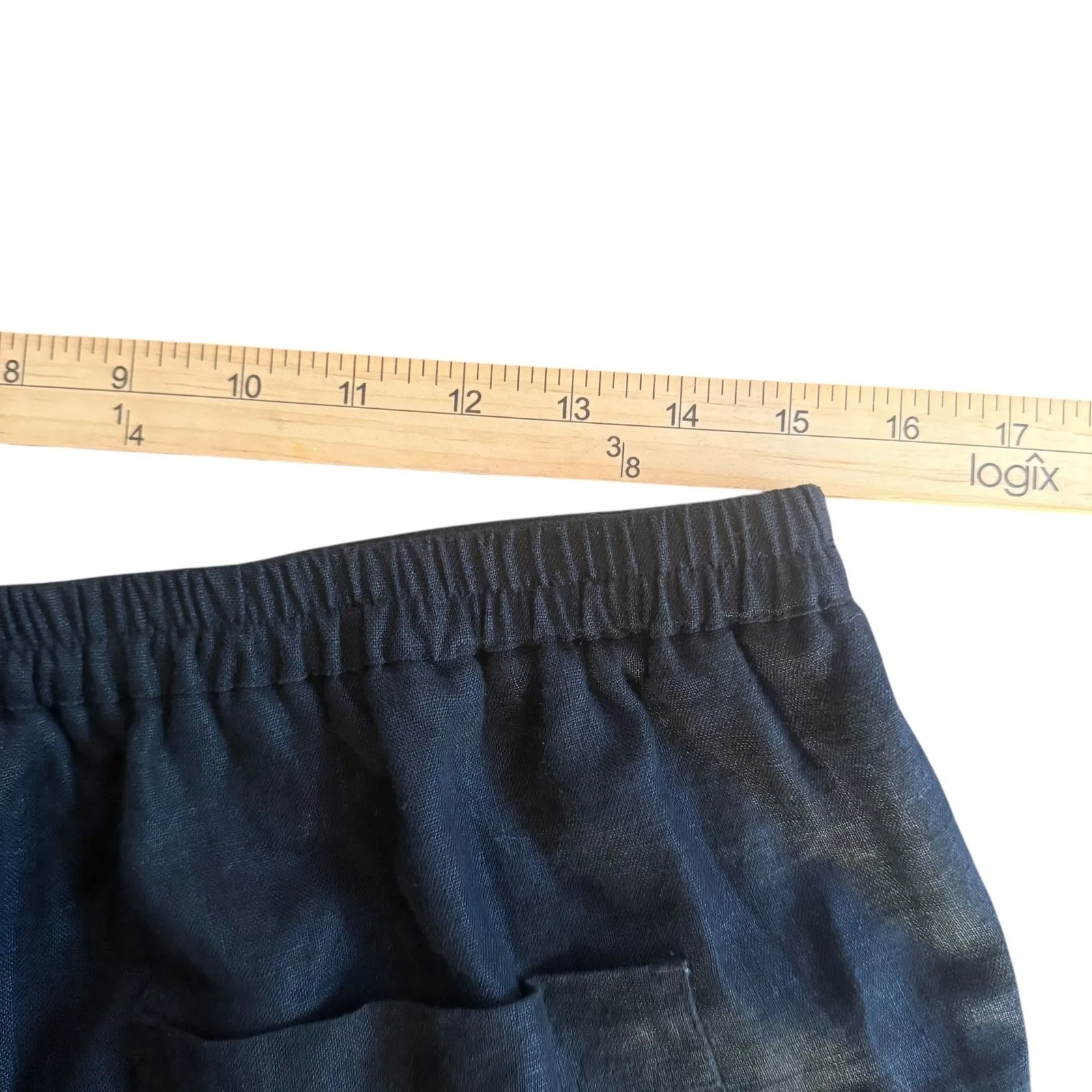 Chico's 1 Black Linen Cropped Pants Womens M 8 Minimalist Casual Resort Wear‎ - Image 11