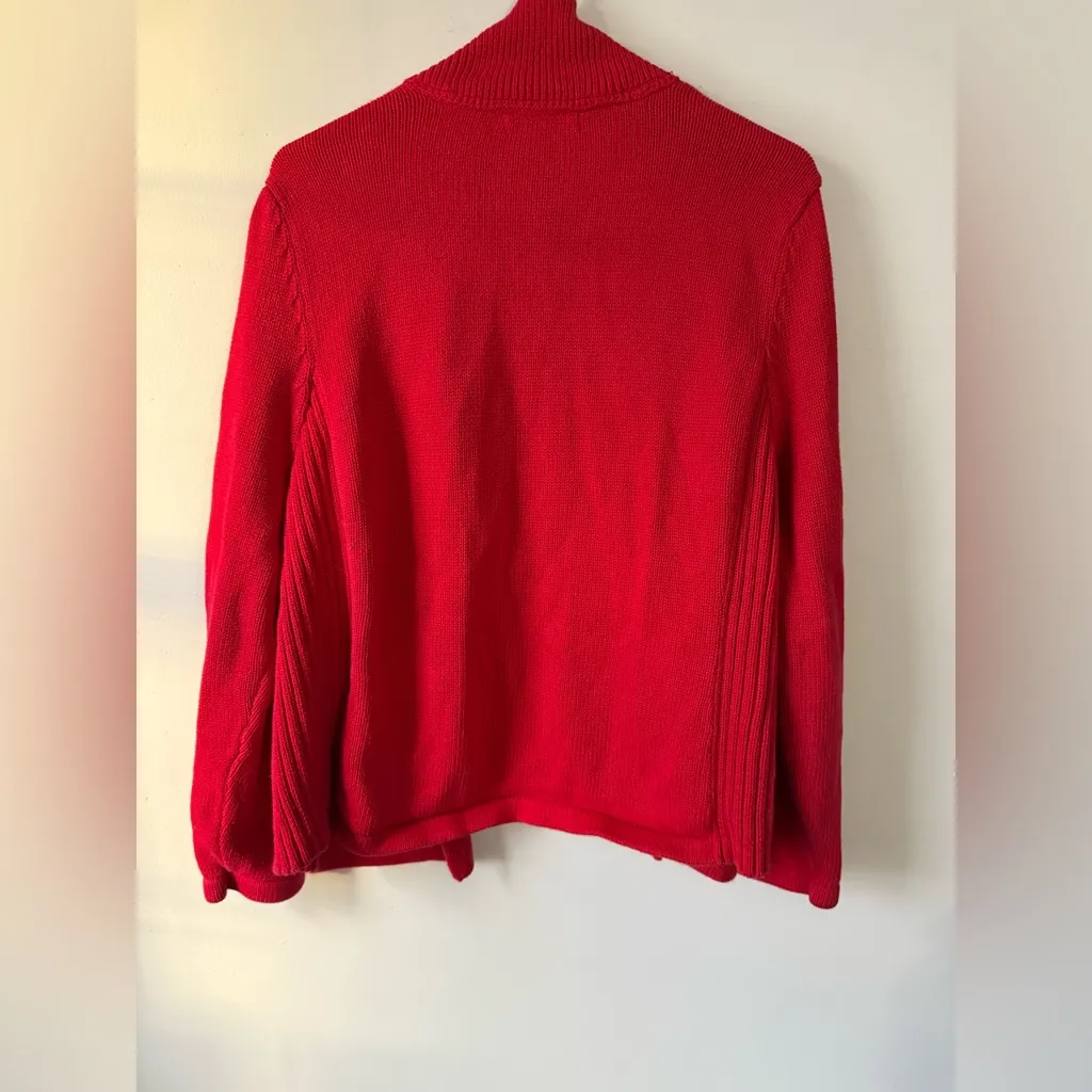 Notations VTG  Knit Cotton Vibrant Red Cardigan Sweater Buttons Thick Warm XL - Image 8