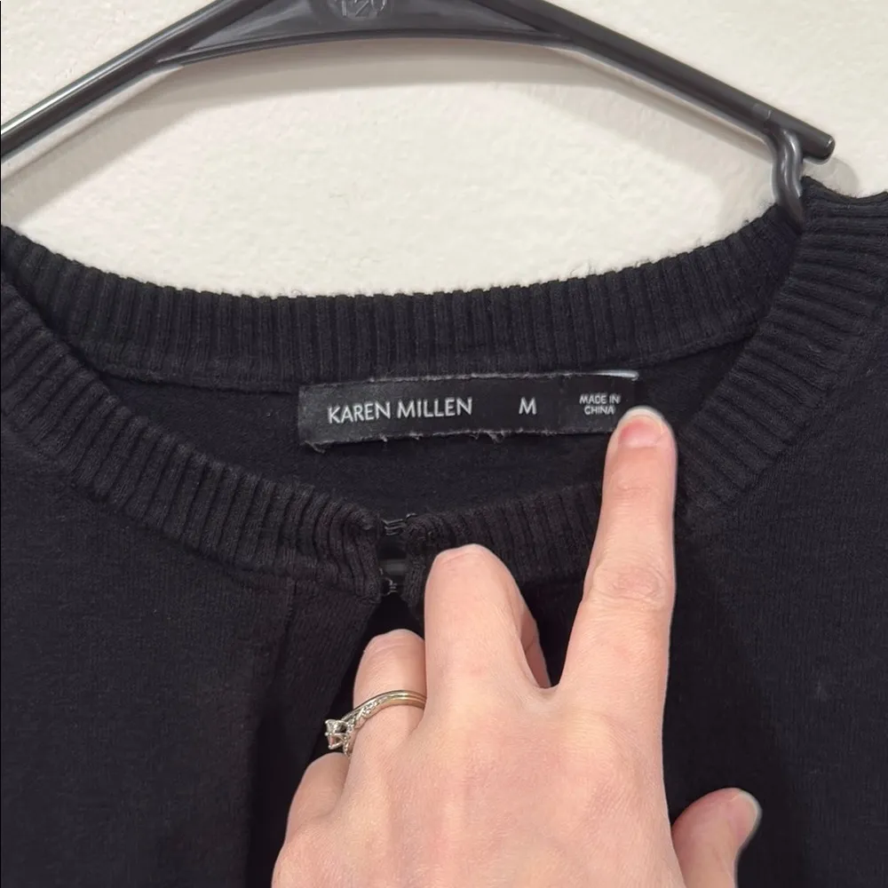 Karen Millen Black Cropped Cardigan with Peter Pan Collar and 3/4 Sleeves - Image 11