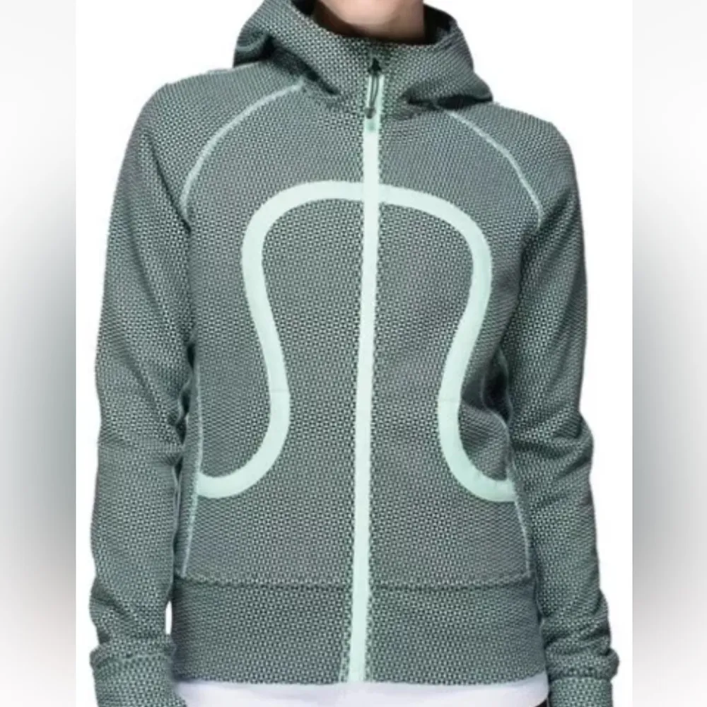 RARE Lululemon Original Scuba Hoodie Double Diamond Fresh Teal Size 4 Zip Up - Image 14