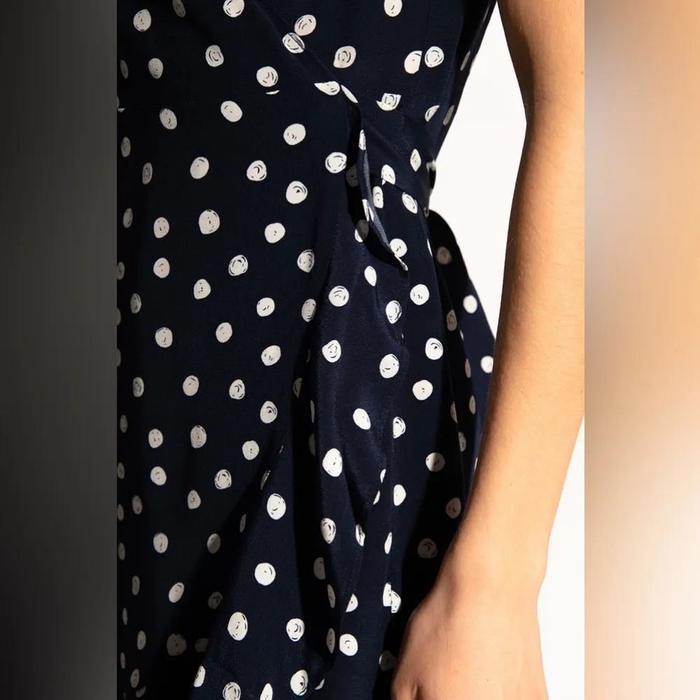 Samsoe Samsoe Navy Polka Dot Wrap Dress | Size XS - Image 3