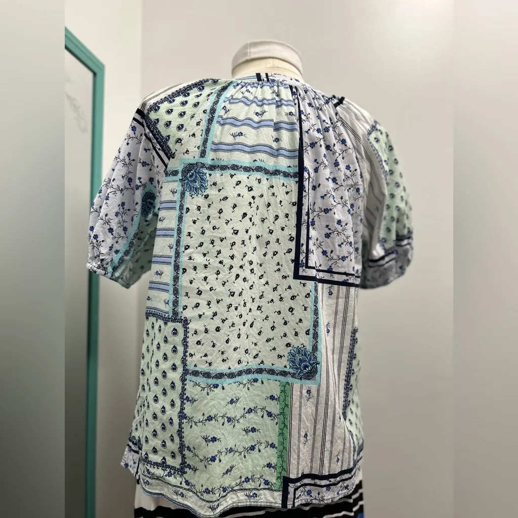 Loft Patchwork Patterned Boho Peasant Blouse - Image 4