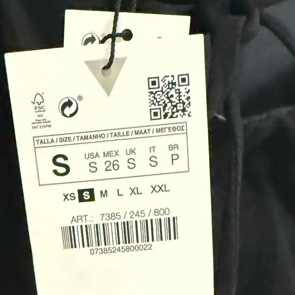 ZARA Puff Sleeve Black Mini Dress Open Back Lace Up Crossback Straps Small NEW - Image 12