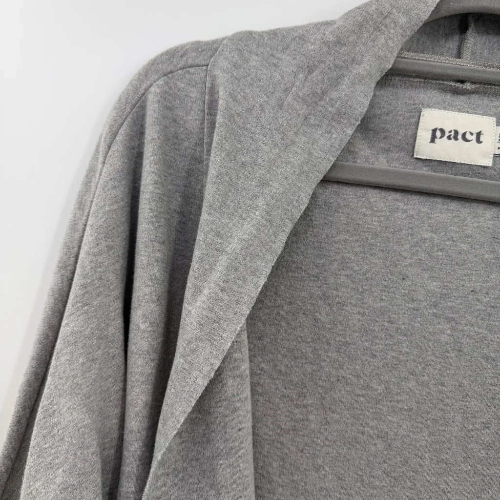 Pact Airplane wrap cardigan organic cotton open front pockets womens L/XL grey Gray Size undefined - Image 2