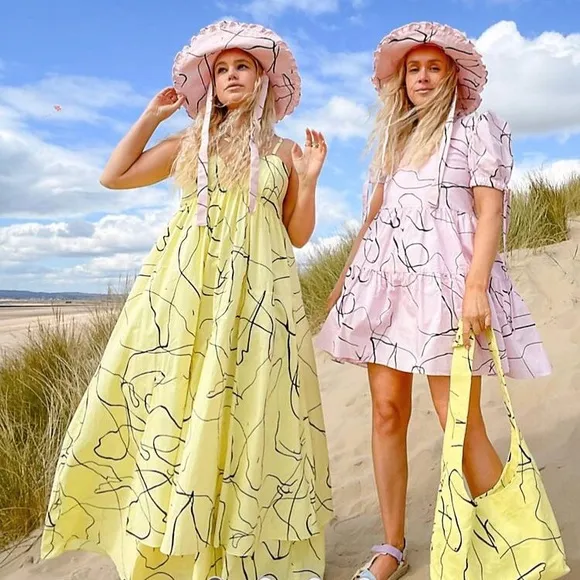 LABELRAIL X OLIVE & ALICE NWT UK 16 Yellow Abstract Smock Dress ASOS 14 - Image 2