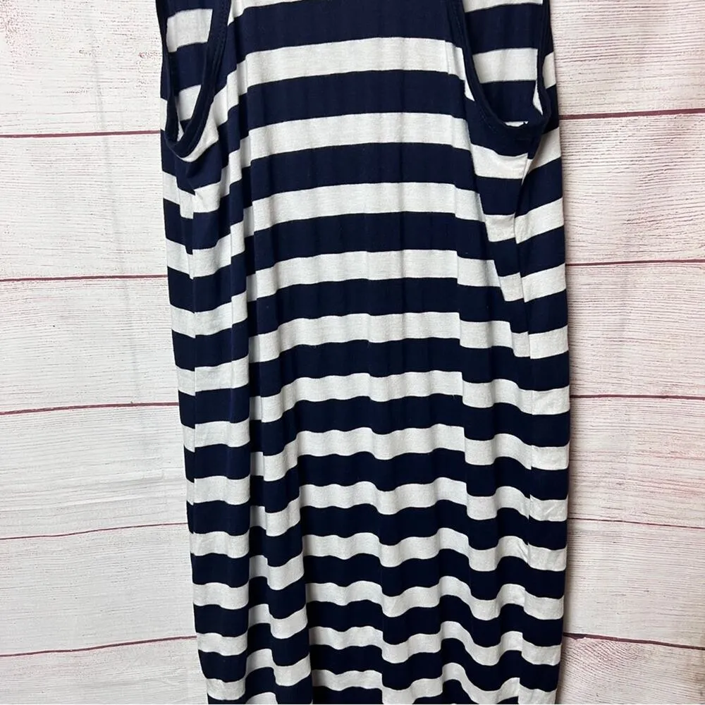 One Clothing Women's Sleeveless Racerback Striped Front Pocket Navy Stripe Dress Blue Size M - Image 8