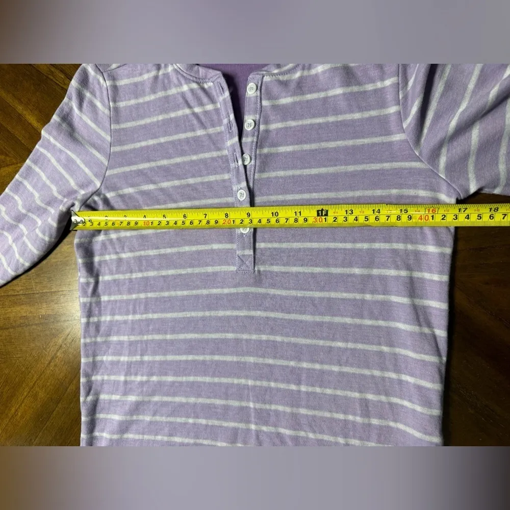 Marine layer DOUBLE KNIT HENLEY Striped LAVENDER Casual Coastal Small - Image 5