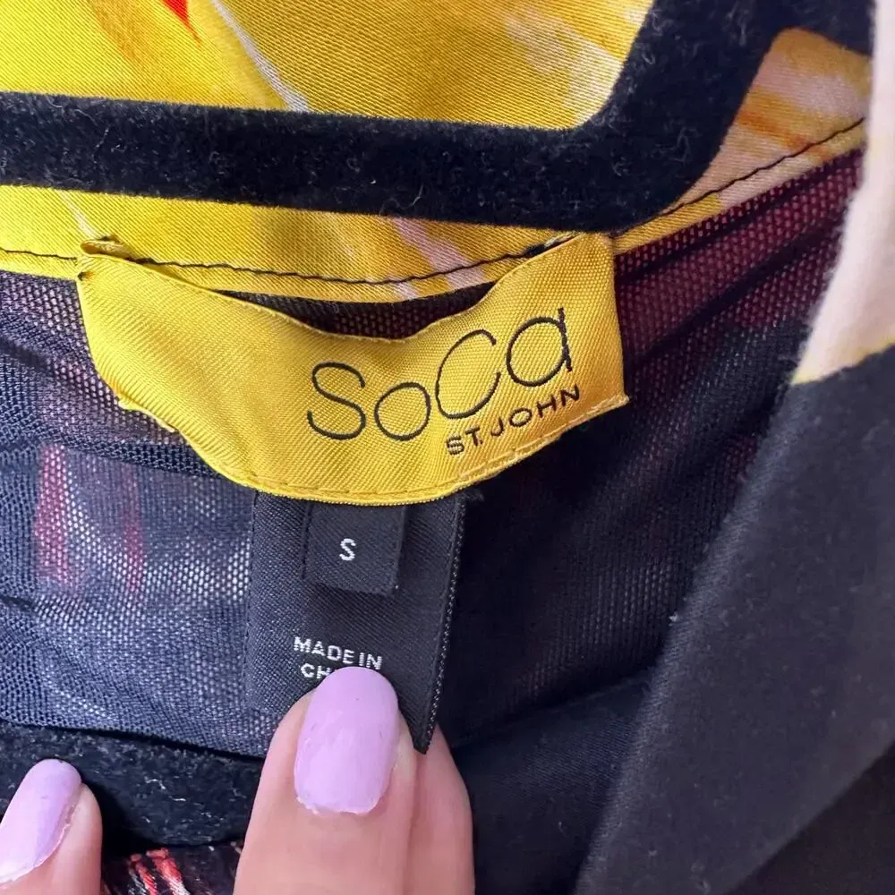 SoCa St. John Size S Vibrant Abstract Print‎ Shift Dress Multicolor Red - Image 5