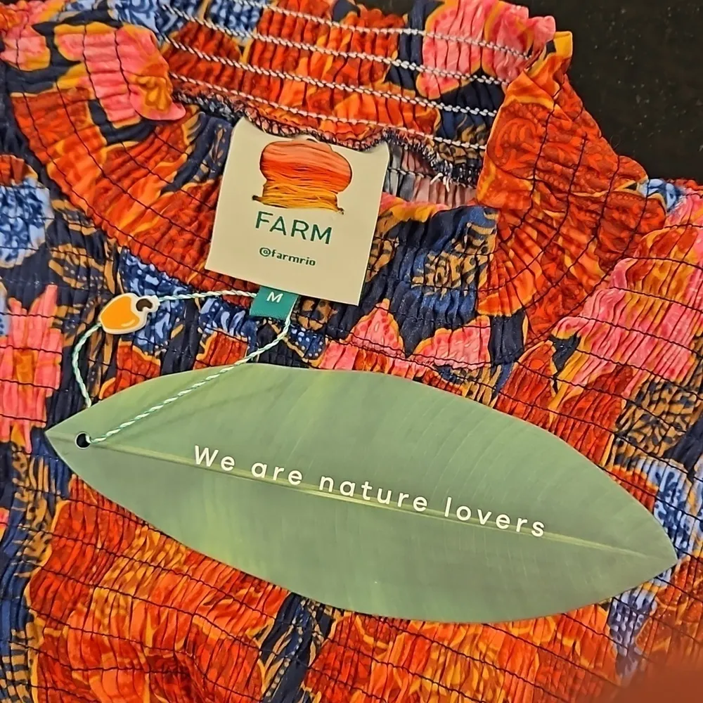 💕FARM RIO💕 Garden Navy Smocked Blouson-Sleeve Mini Dress Medium M NWT - Image 15