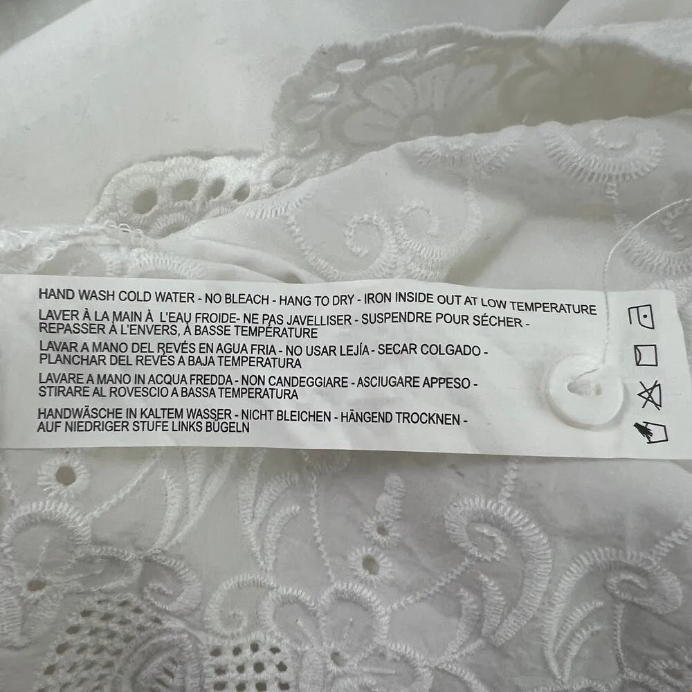 FDJ Women's Garden Core Peasant Coastal Embroidered Crochet Vacation Top Size 4 White - Image 11