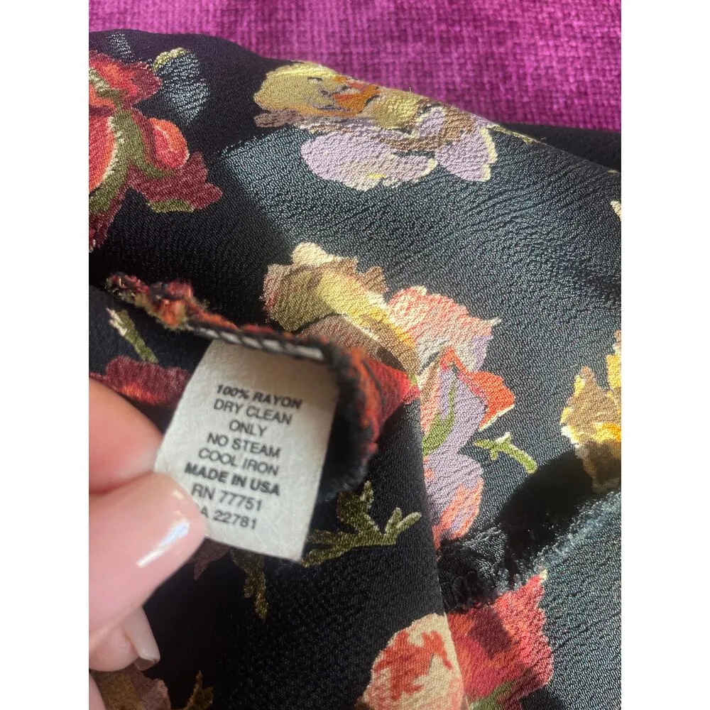 Vintage BETSEY JOHNSON RARE Black Label Rayon Floral Mini Dress Size P (XS-S) - Image 3