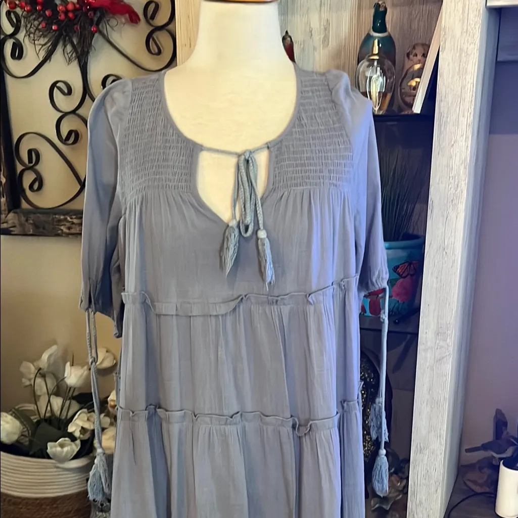 Listicle Women's Steel Blue Dress size m tiered, flowy - Image 3