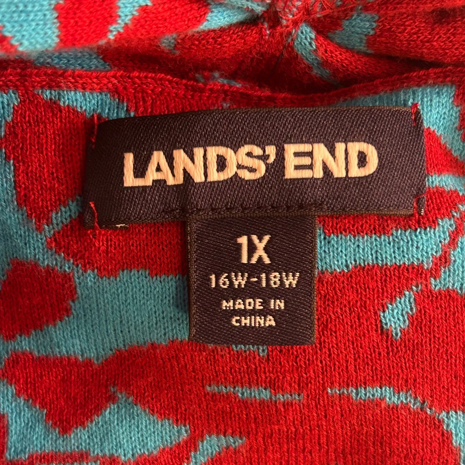 Lands End Floral Cardigan Maroon 1X - Image 6