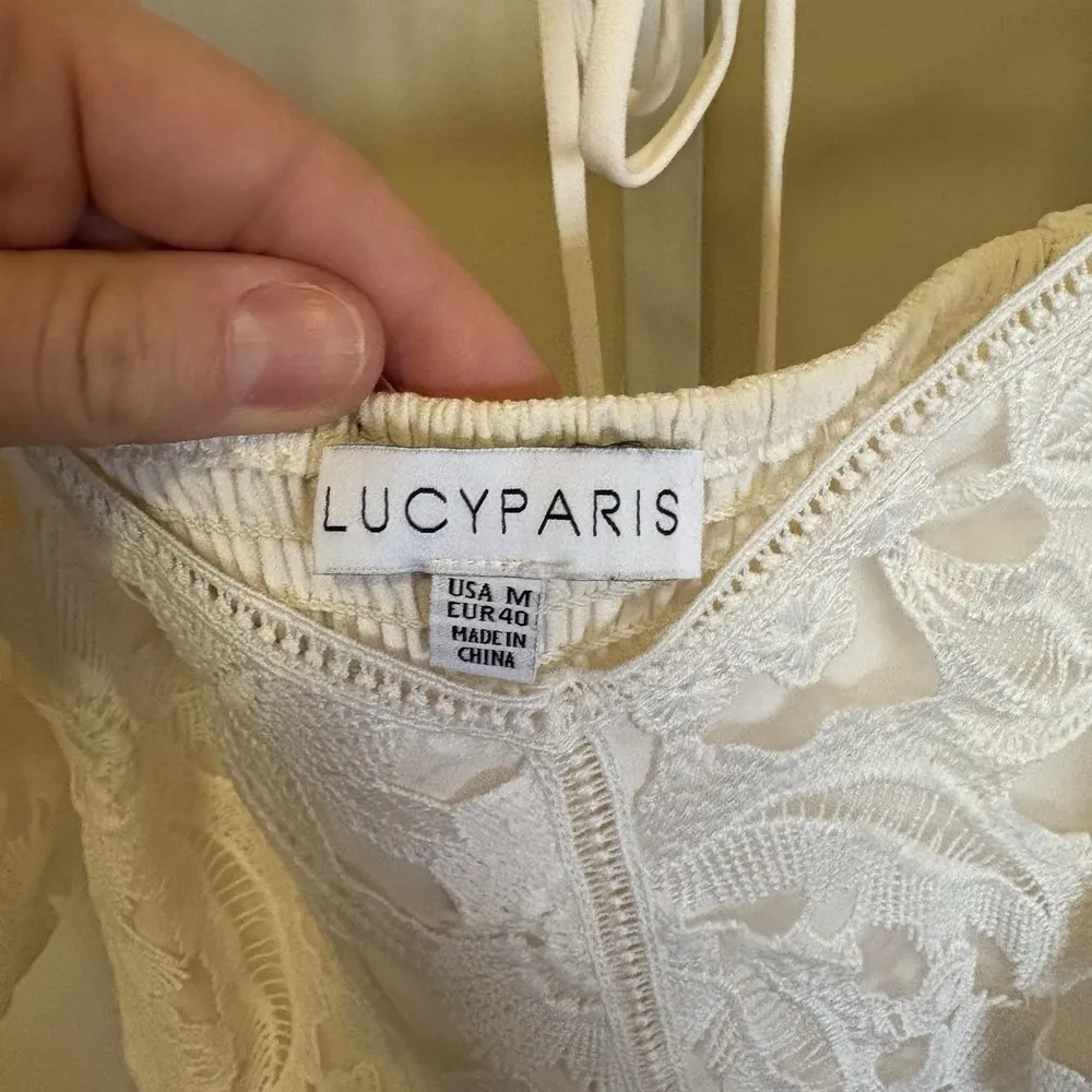 LUCY PARIS ELAINE Ivory Lace Floral Mini Dress Size Small - Image 2