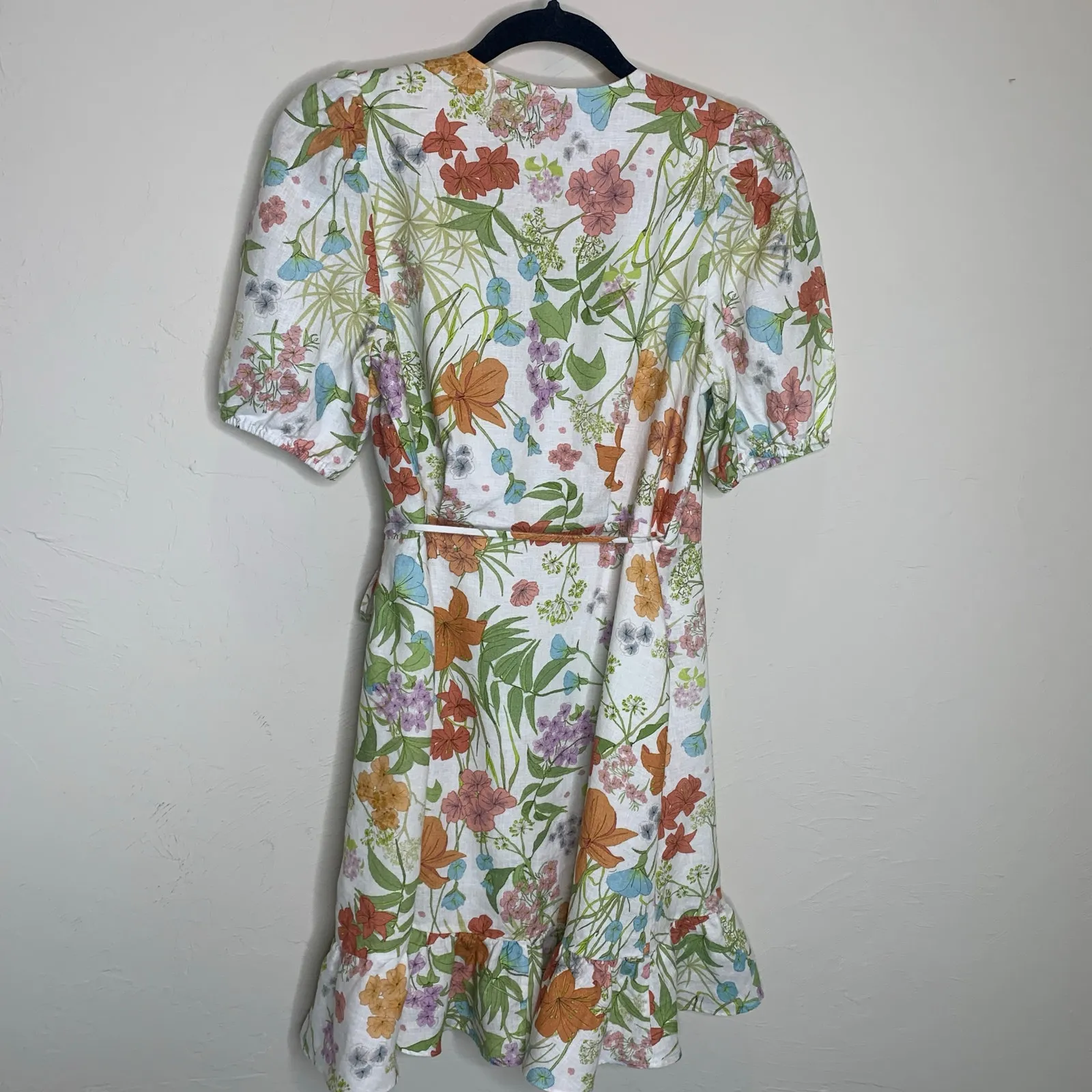 & Other Stories Floral Linen Wrap Dress Sz 38 US 6 - Image 9