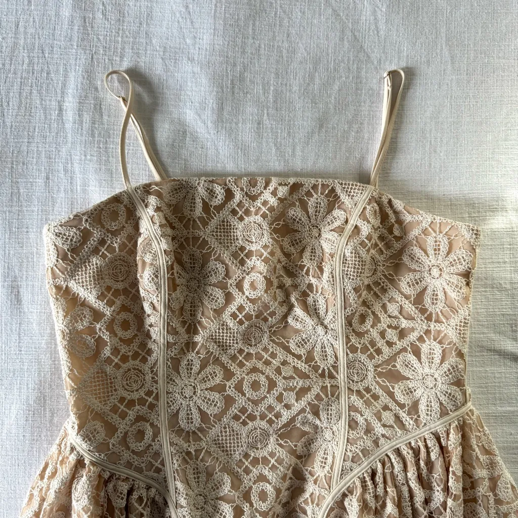 By Anthropologie Lace Basque-Waist Mini Dress NWT,  size 8 - Image 4