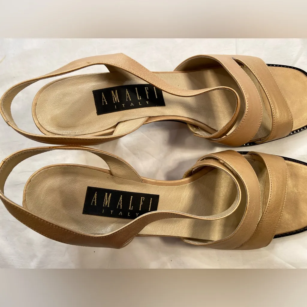 Amalfi Sandals‎ Beige Gold, Chuck heels, Size 10 Gold - Image 8